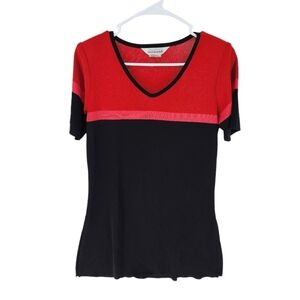 Misook Women's Colorblock Short Sleeve Top - XS